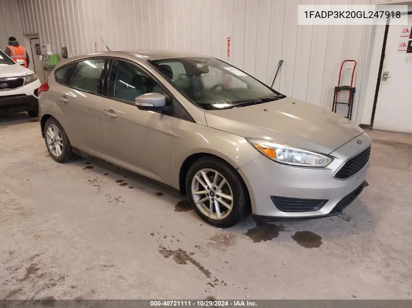 2016 Ford Focus Se VIN: 1FADP3K20GL247918 Lot: 40721111