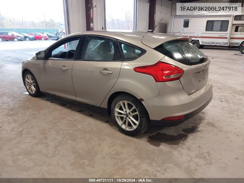 2016 Ford Focus Se VIN: 1FADP3K20GL247918 Lot: 40721111