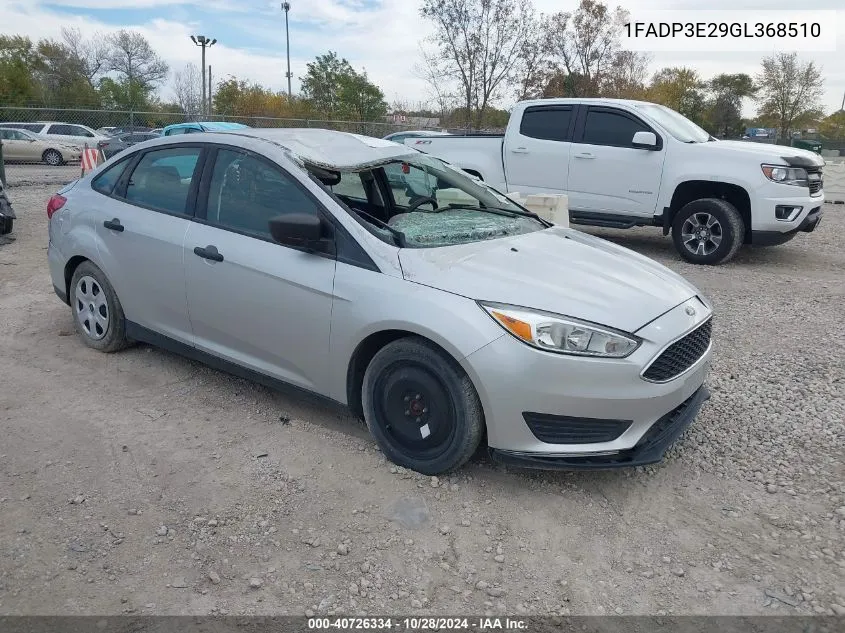 2016 Ford Focus S VIN: 1FADP3E29GL368510 Lot: 40726334