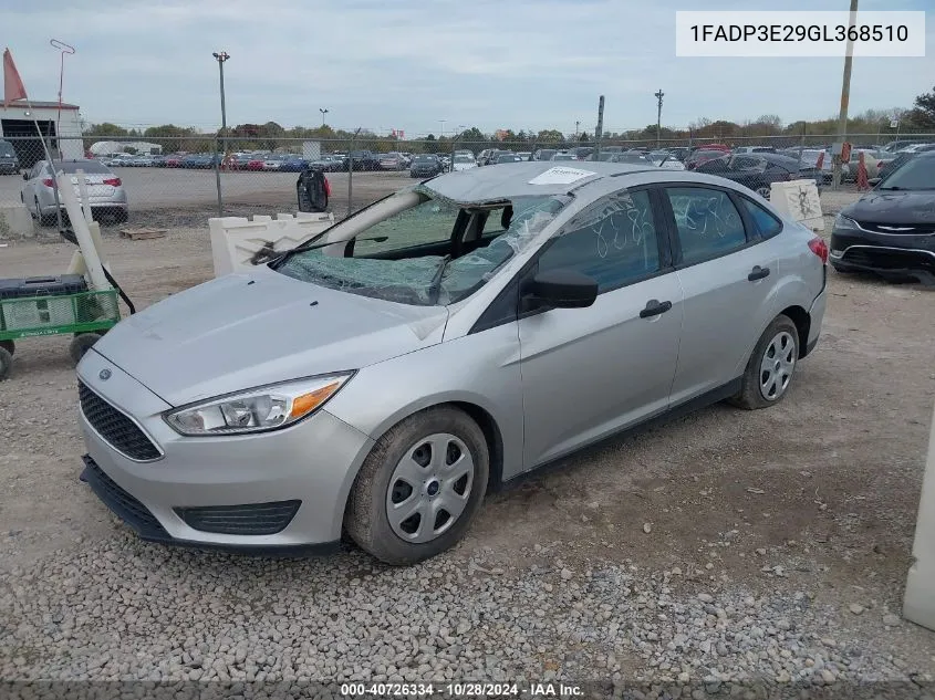 2016 Ford Focus S VIN: 1FADP3E29GL368510 Lot: 40726334