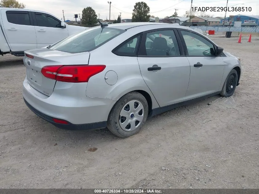 2016 Ford Focus S VIN: 1FADP3E29GL368510 Lot: 40726334