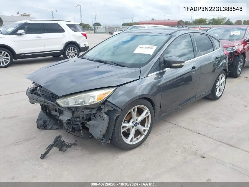 2016 Ford Focus Titanium VIN: 1FADP3N22GL388548 Lot: 40726820