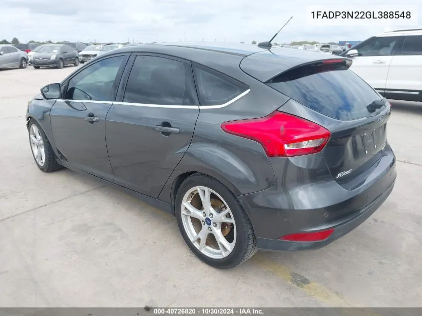 2016 Ford Focus Titanium VIN: 1FADP3N22GL388548 Lot: 40726820