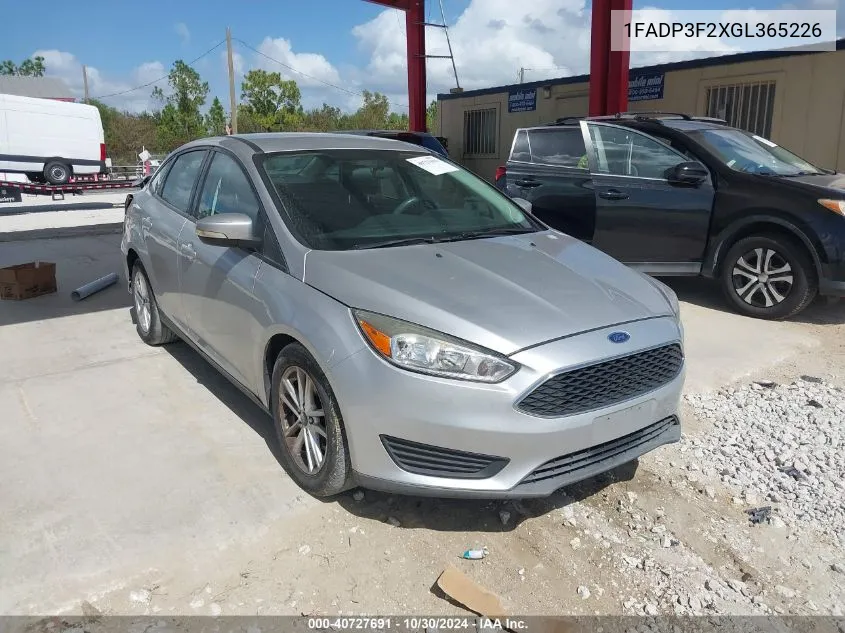 2016 Ford Focus Se VIN: 1FADP3F2XGL365226 Lot: 40727691