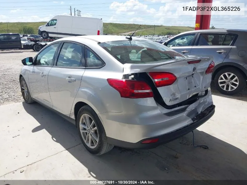 2016 Ford Focus Se VIN: 1FADP3F2XGL365226 Lot: 40727691