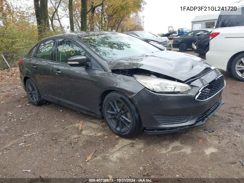 2016 Ford Focus Se VIN: 1FADP3F21GL241720 Lot: 40730673