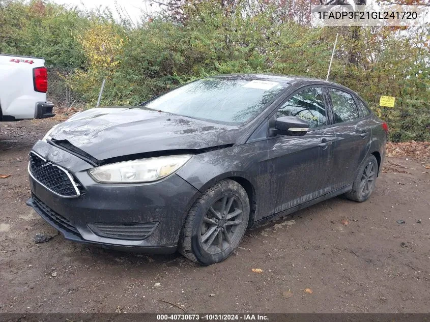 2016 Ford Focus Se VIN: 1FADP3F21GL241720 Lot: 40730673