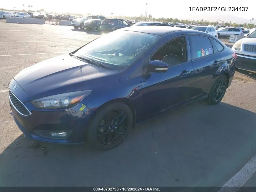 2016 Ford Focus Se VIN: 1FADP3F24GL234437 Lot: 40732793