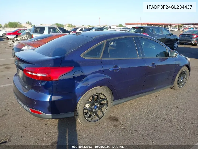 2016 Ford Focus Se VIN: 1FADP3F24GL234437 Lot: 40732793