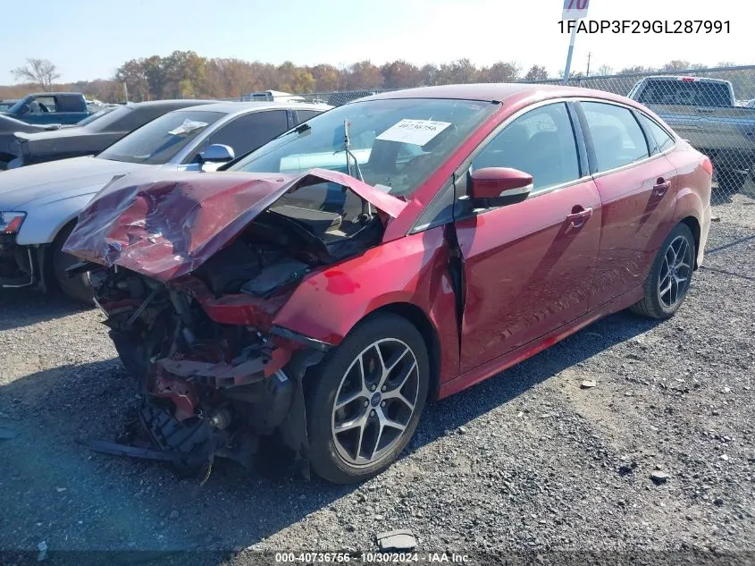 2016 Ford Focus Se VIN: 1FADP3F29GL287991 Lot: 40736756