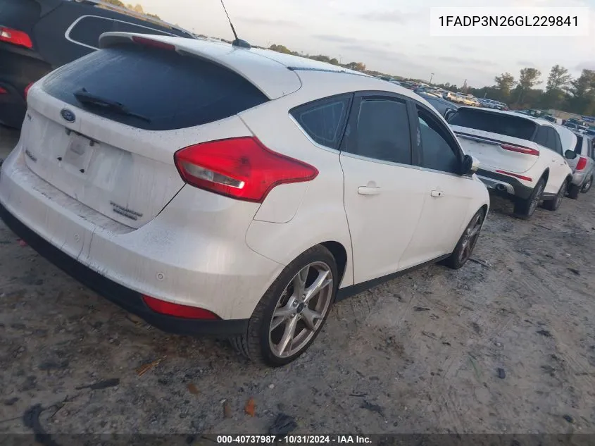 2016 Ford Focus Titanium VIN: 1FADP3N26GL229841 Lot: 40737987