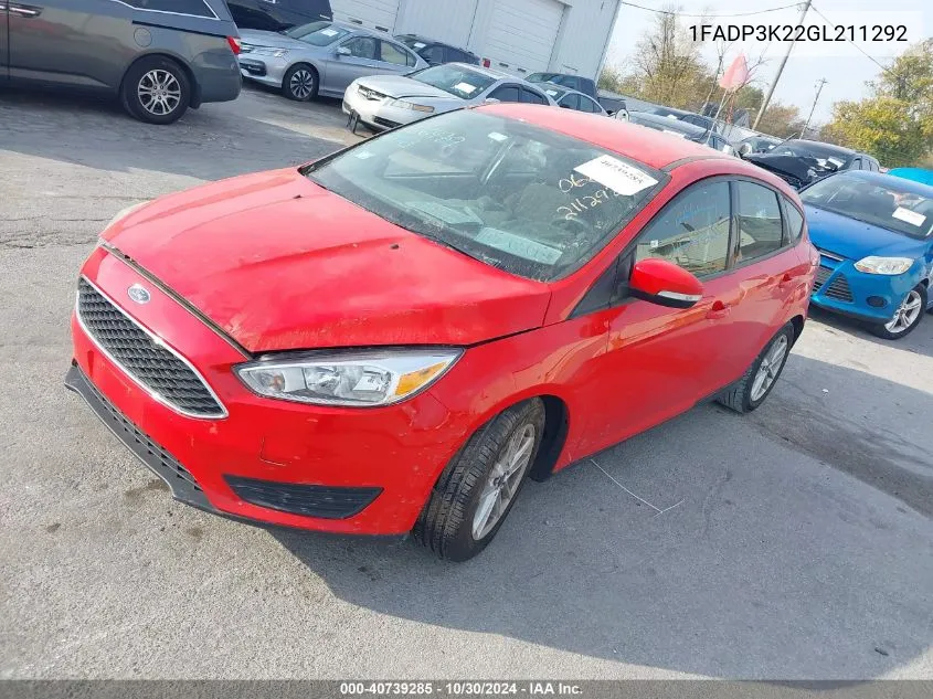 2016 Ford Focus Se VIN: 1FADP3K22GL211292 Lot: 40739285