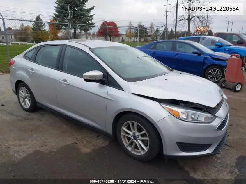 2016 Ford Focus Se VIN: 1FADP3F24GL220554 Lot: 40740208