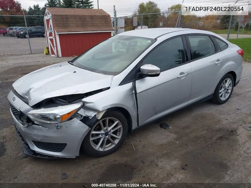 2016 Ford Focus Se VIN: 1FADP3F24GL220554 Lot: 40740208