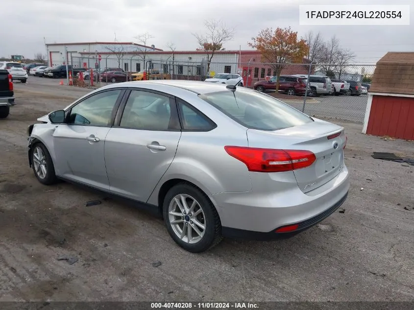 2016 Ford Focus Se VIN: 1FADP3F24GL220554 Lot: 40740208