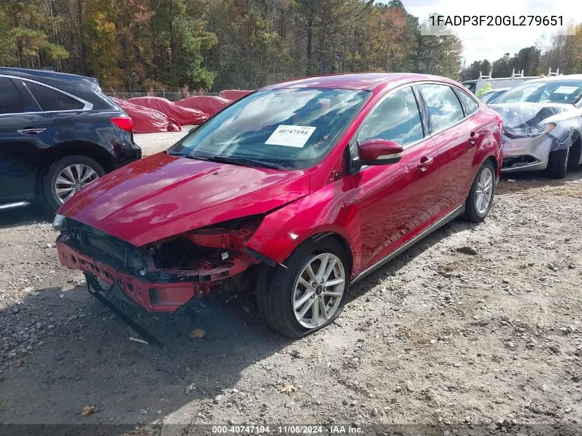 2016 Ford Focus Se VIN: 1FADP3F20GL279651 Lot: 40747194