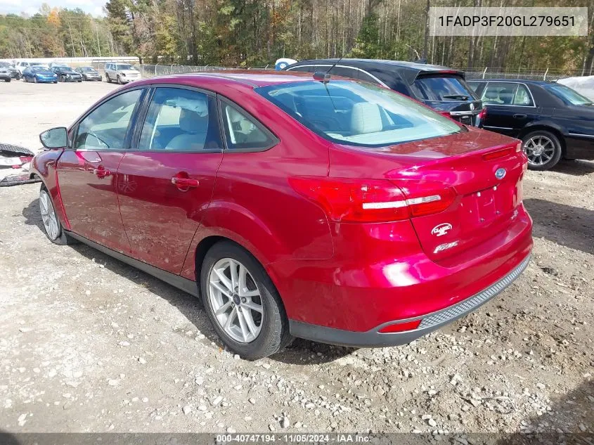 2016 Ford Focus Se VIN: 1FADP3F20GL279651 Lot: 40747194