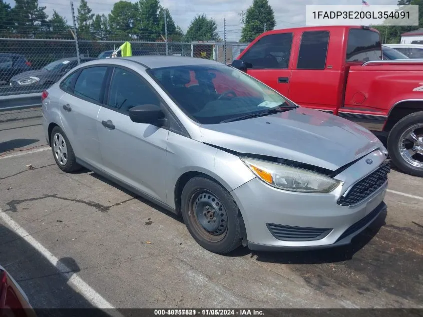 2016 Ford Focus S VIN: 1FADP3E20GL354091 Lot: 40757821