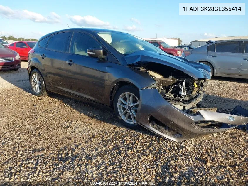 2016 Ford Focus Se VIN: 1FADP3K28GL355414 Lot: 40761222