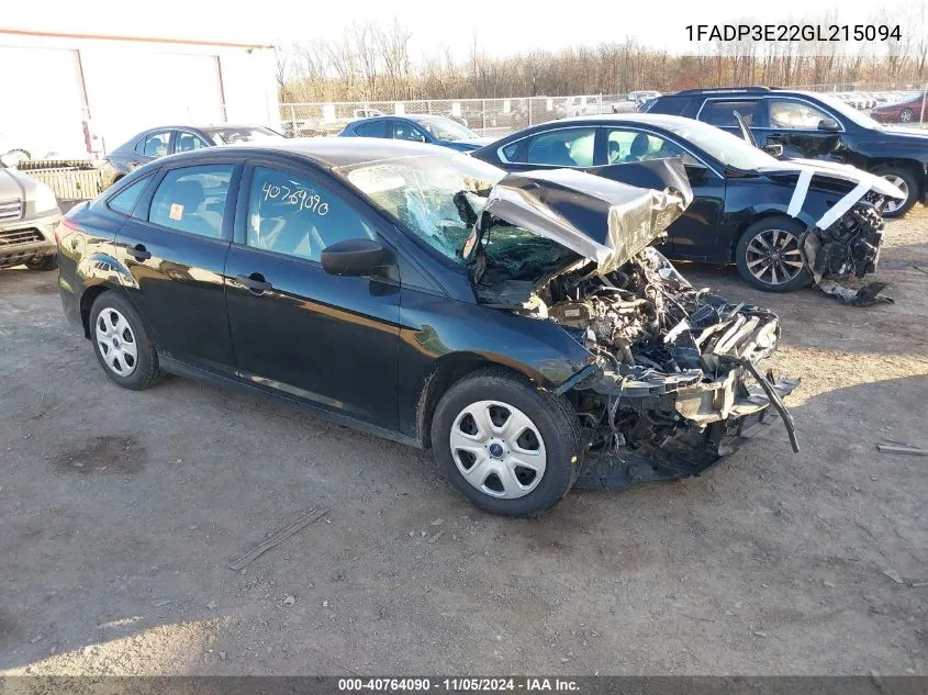 1FADP3E22GL215094 2016 Ford Focus S