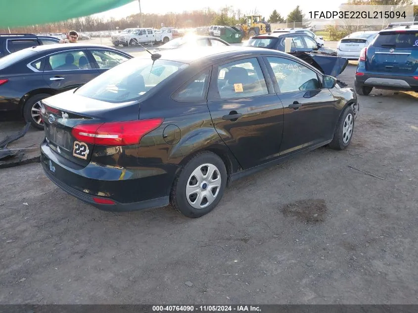 1FADP3E22GL215094 2016 Ford Focus S