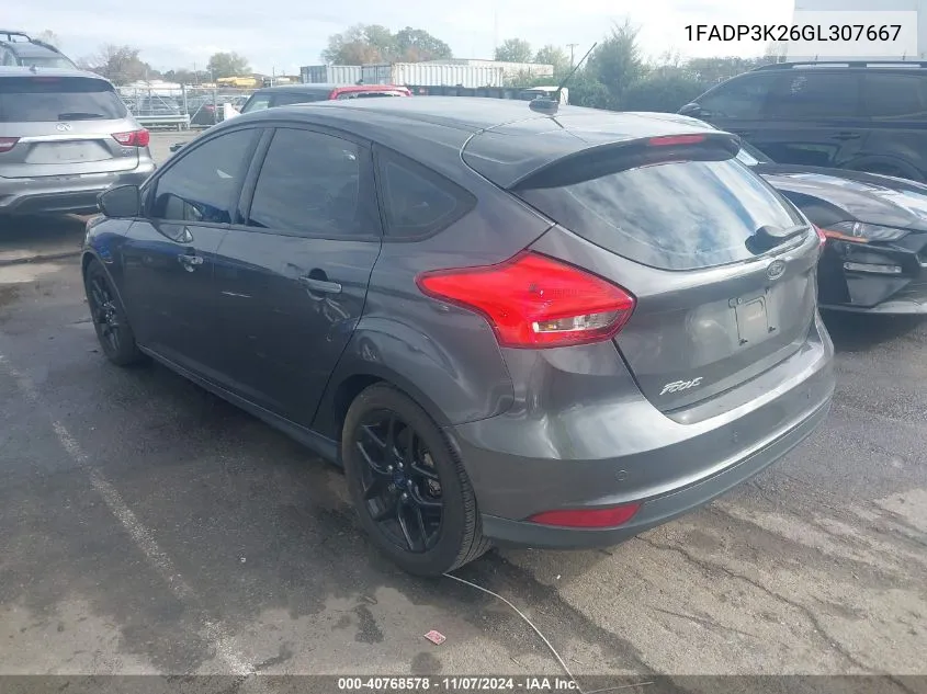 2016 Ford Focus Se VIN: 1FADP3K26GL307667 Lot: 40768578