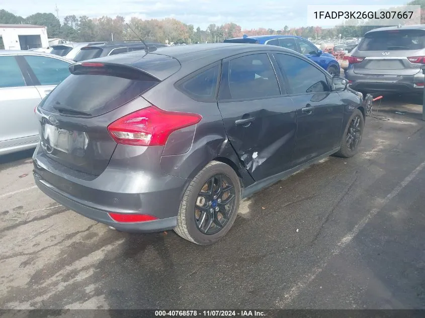 2016 Ford Focus Se VIN: 1FADP3K26GL307667 Lot: 40768578