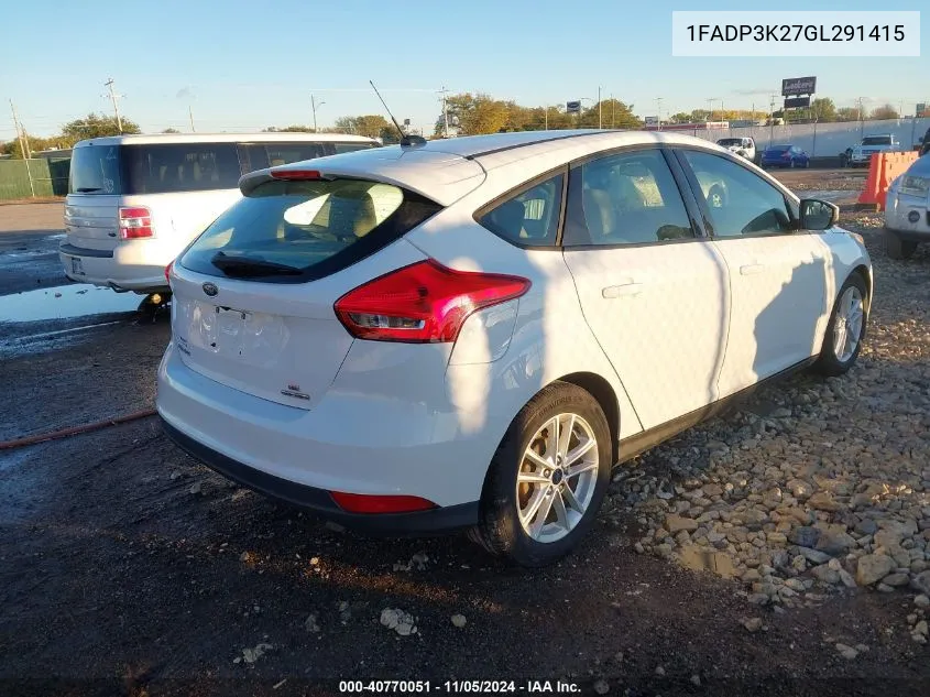 2016 Ford Focus Se VIN: 1FADP3K27GL291415 Lot: 40770051