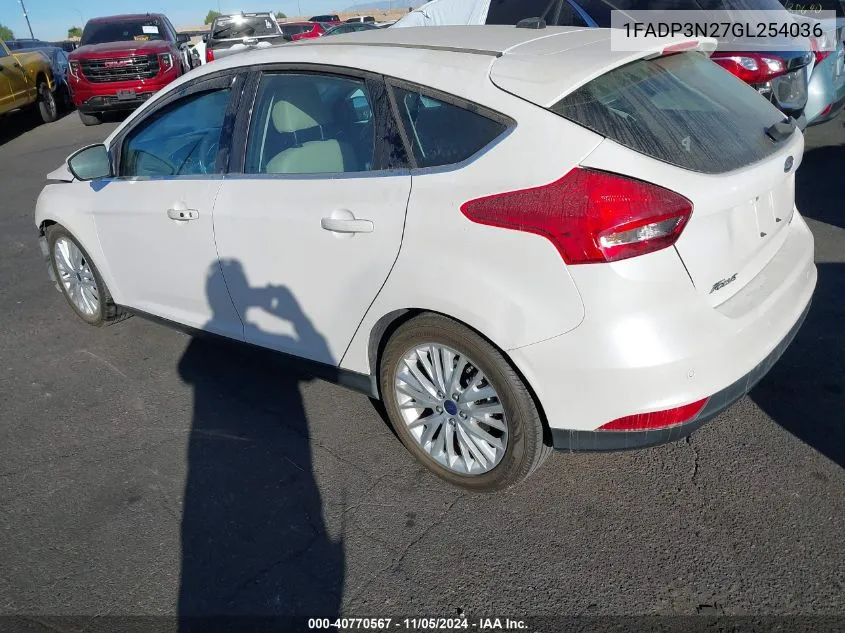 2016 Ford Focus Titanium VIN: 1FADP3N27GL254036 Lot: 40770567