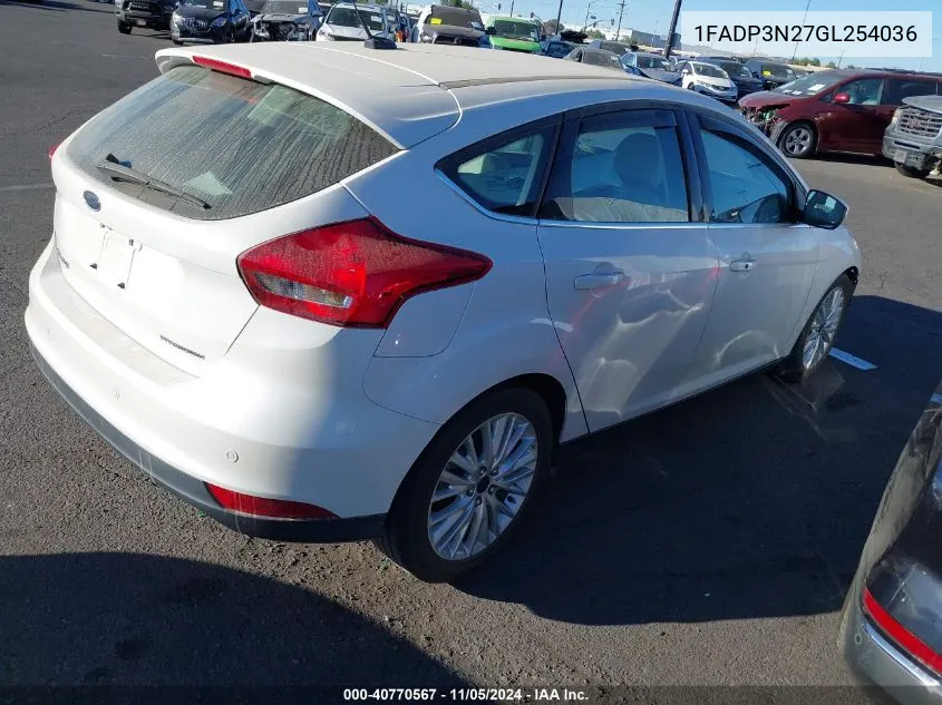 2016 Ford Focus Titanium VIN: 1FADP3N27GL254036 Lot: 40770567