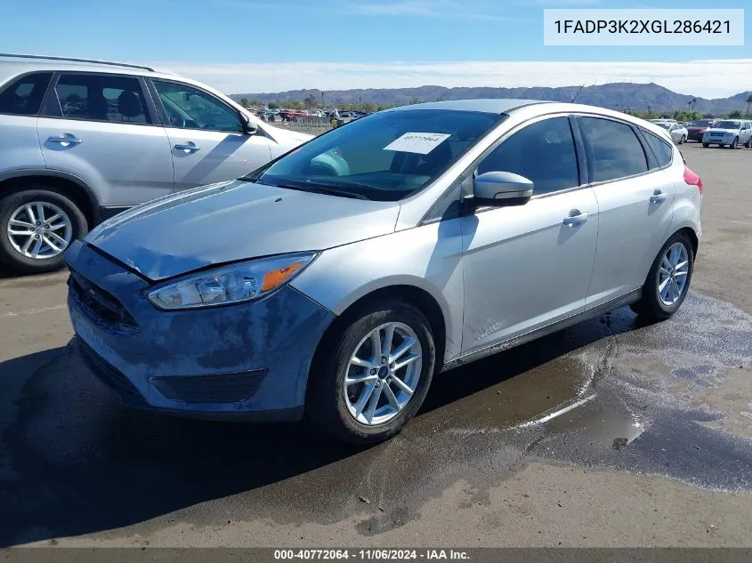 2016 Ford Focus Se VIN: 1FADP3K2XGL286421 Lot: 40772064