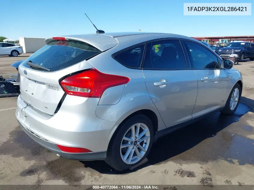 2016 Ford Focus Se VIN: 1FADP3K2XGL286421 Lot: 40772064