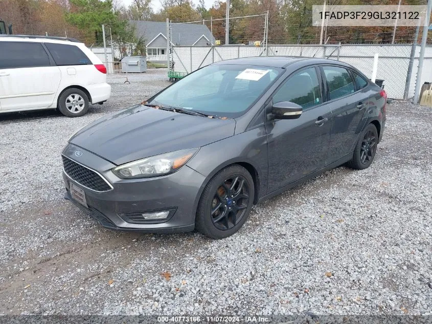 2016 Ford Focus Se VIN: 1FADP3F29GL321122 Lot: 40773166