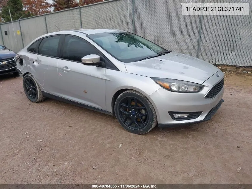 2016 Ford Focus Se VIN: 1FADP3F21GL371741 Lot: 40784055