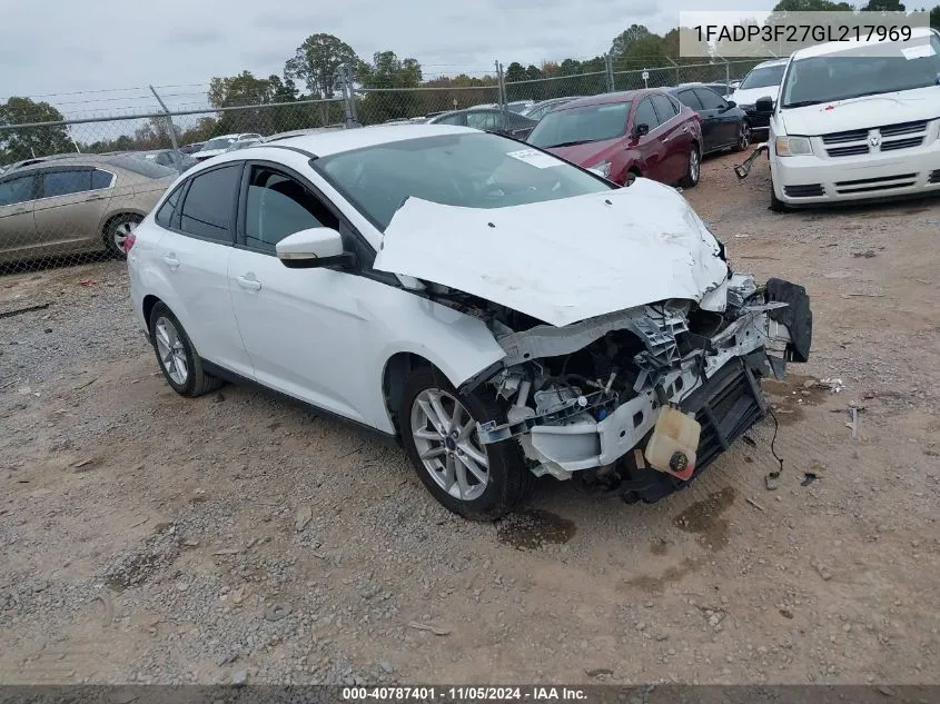 2016 Ford Focus Se VIN: 1FADP3F27GL217969 Lot: 40787401