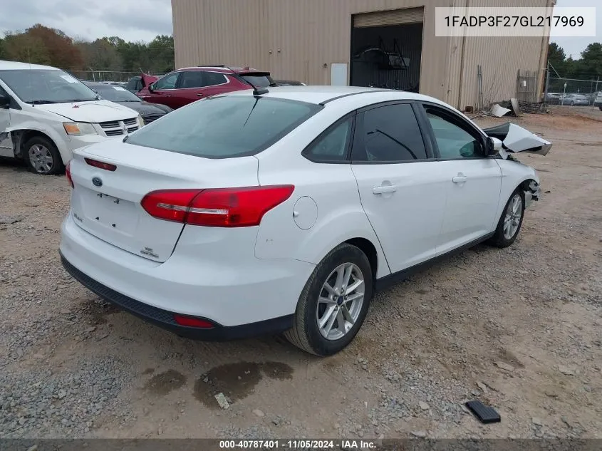 2016 Ford Focus Se VIN: 1FADP3F27GL217969 Lot: 40787401