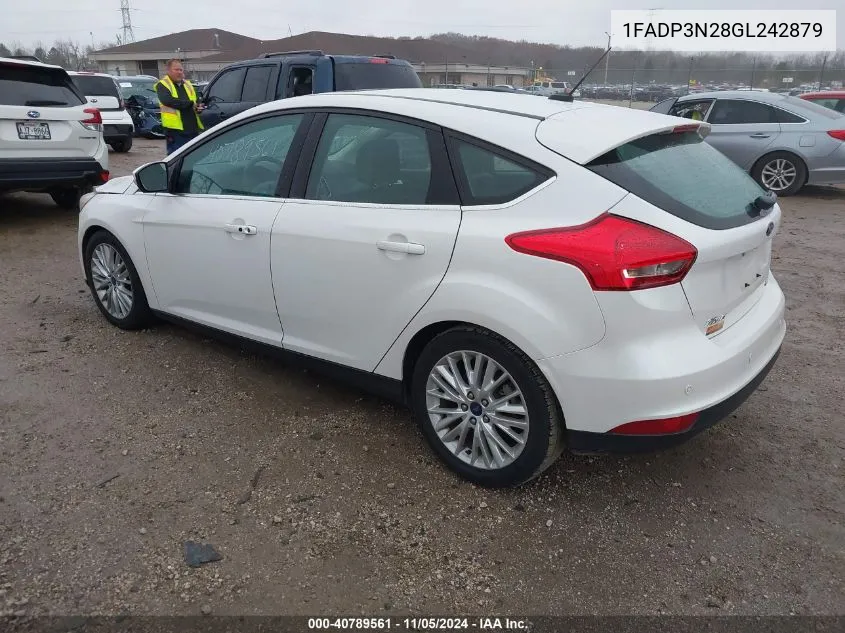 2016 Ford Focus Titanium VIN: 1FADP3N28GL242879 Lot: 40789561