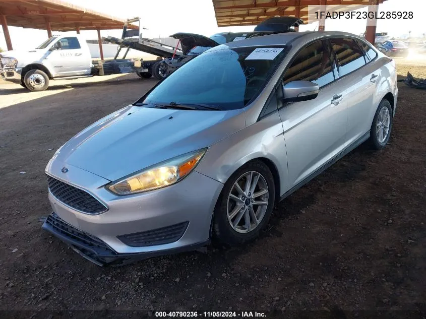 2016 Ford Focus Se VIN: 1FADP3F23GL285928 Lot: 40790236