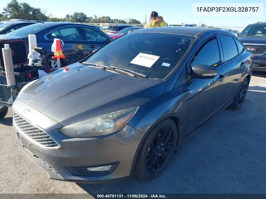 2016 Ford Focus Se VIN: 1FADP3F2XGL328757 Lot: 40791131