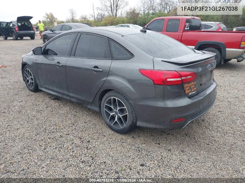 2016 Ford Focus Se VIN: 1FADP3F21GL267038 Lot: 40793239