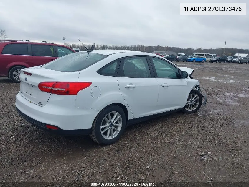 2016 Ford Focus Se VIN: 1FADP3F27GL373476 Lot: 40793386