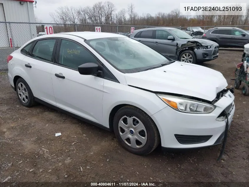 2016 Ford Focus S VIN: 1FADP3E24GL251093 Lot: 40804611