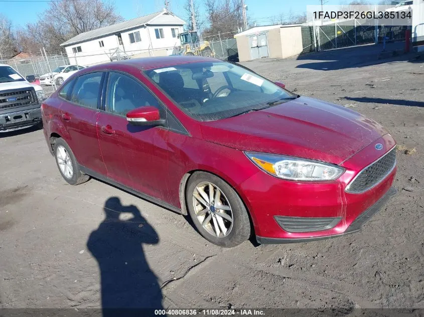 2016 Ford Focus Se VIN: 1FADP3F26GL385134 Lot: 40806836