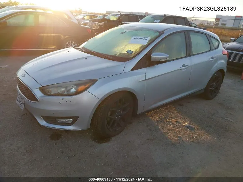 2016 Ford Focus Se VIN: 1FADP3K23GL326189 Lot: 40809138