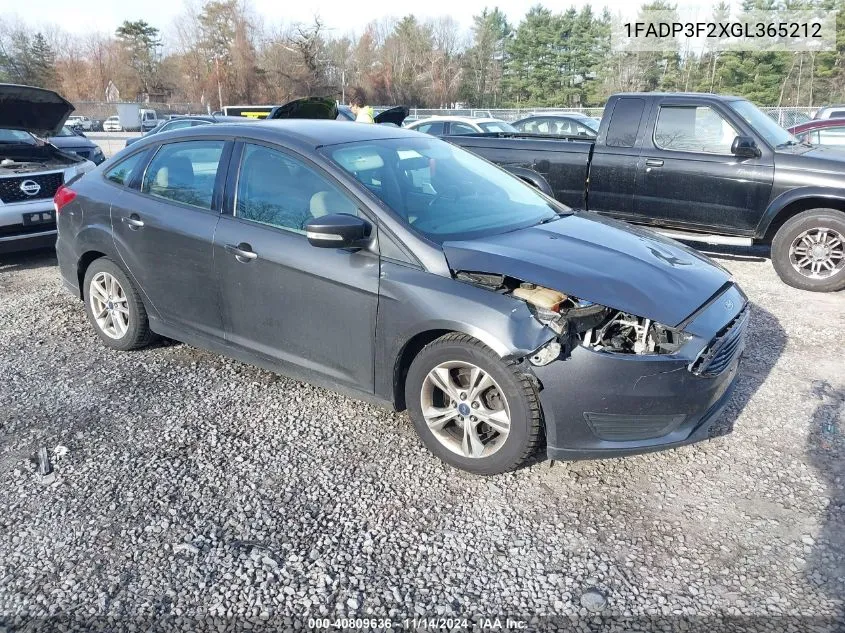 2016 Ford Focus Se VIN: 1FADP3F2XGL365212 Lot: 40809636