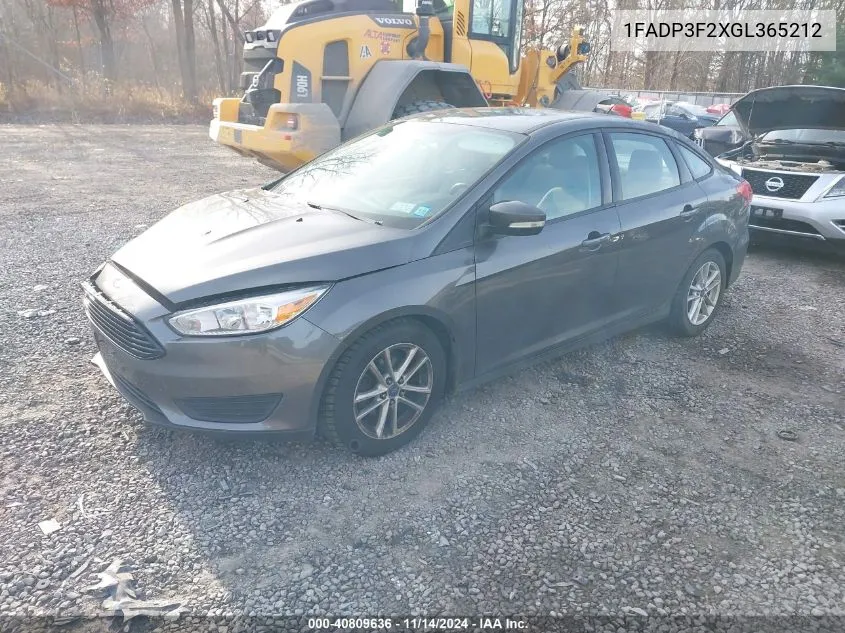 2016 Ford Focus Se VIN: 1FADP3F2XGL365212 Lot: 40809636