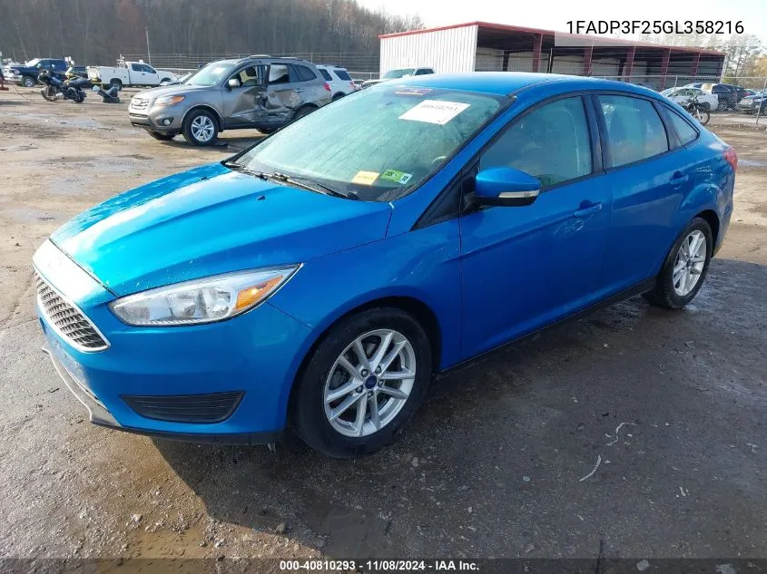 2016 Ford Focus Se VIN: 1FADP3F25GL358216 Lot: 40810293