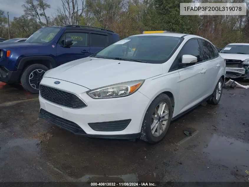 2016 Ford Focus Se VIN: 1FADP3F20GL319078 Lot: 40813032