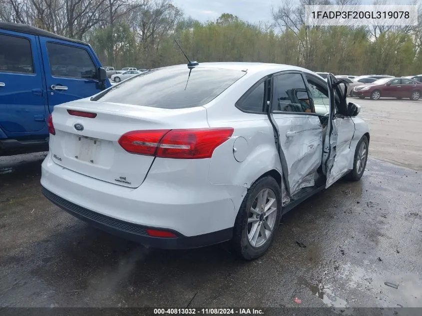 2016 Ford Focus Se VIN: 1FADP3F20GL319078 Lot: 40813032