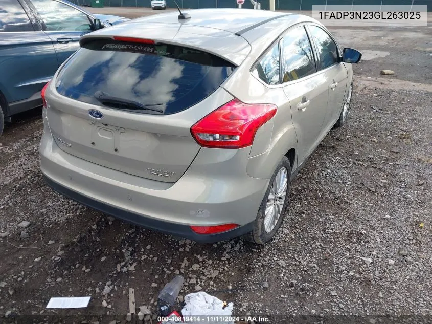 2016 Ford Focus Titanium VIN: 1FADP3N23GL263025 Lot: 40819414